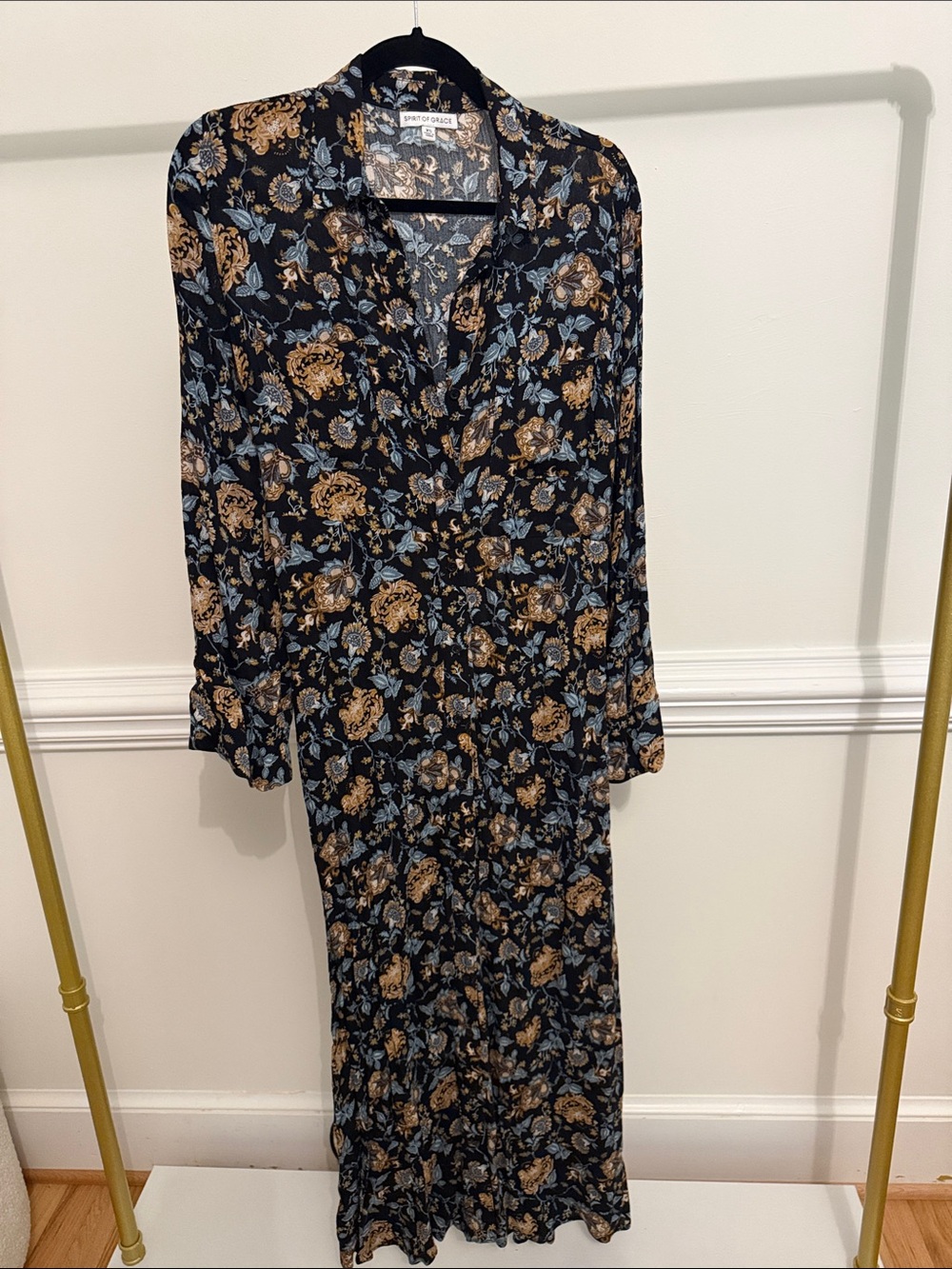 Black Floral Maxi Dress with Blue & Tan Bloom - Sportscraft